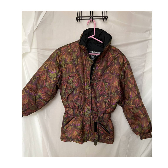 Edelweiss Vintage Women's Skiwear Yellowstone Camouflage Small Hibiscus Jacket - Picture 2 of 12